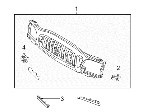 2004 Toyota Tacoma Radiator Grille Assembly Diagram for 53100-04240