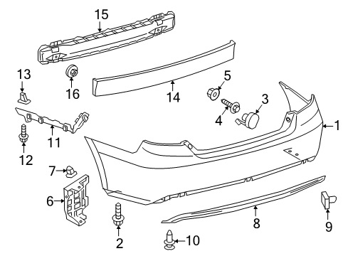 2015 Toyota Camry Seal, Rear Bumper Side Diagram for 52591-06020