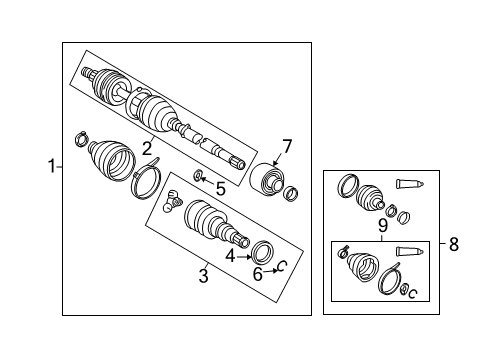 2008 Scion xD Front Cv Joint Boot Kit, In Outboard, Left Diagram for 04428-12781