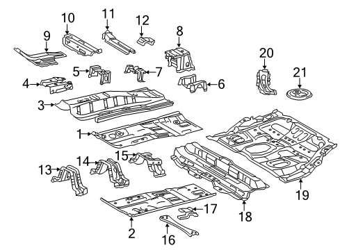 2016 Toyota Prius V Pillars, Rocker & Floor - Floor & Rails Diagram