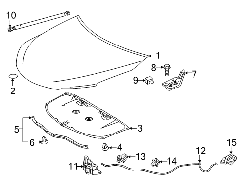 2017 Toyota Camry Lock Assembly, Hood Diagram for 53510-06280