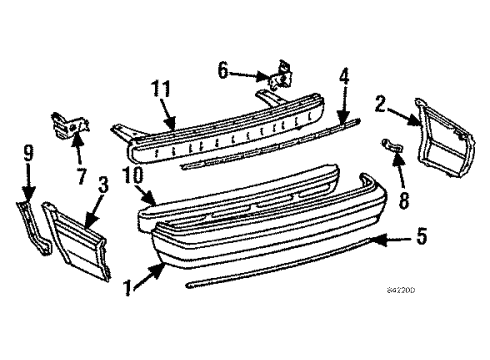 1987 Toyota Corolla Cover, Rear Bumper Diagram for 52159-12100