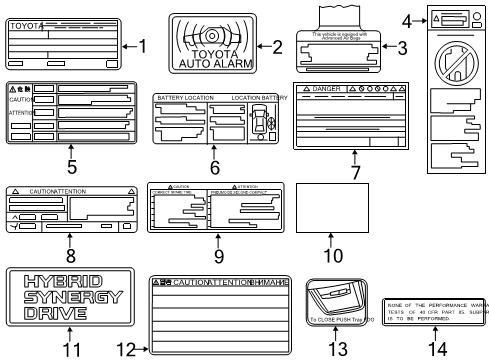 2014 Toyota Avalon Emission Label Diagram for 11298-0V280