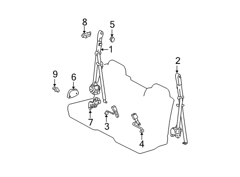 2000 Toyota Tundra Clip, Front Seat Belt Retractor Cover Diagram for 90080-46276-E0