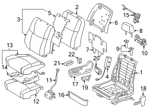 2012 Toyota Avalon Passenger Seat Components Diagram