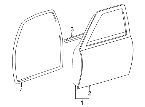 2003 Toyota Tacoma Weatherstrip Assy, Front Door Glass, Outer LH Diagram for 68210-04020