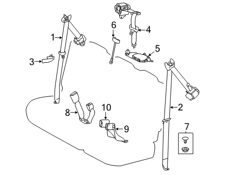 2019 Toyota Highlander Cover, Shoulder Belt Diagram for 73137-0E010-A0