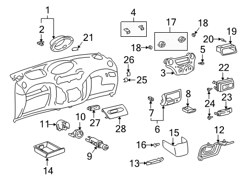 2005 Toyota Echo Cover, Auto Clock Hole Diagram for 55533-52010-B0