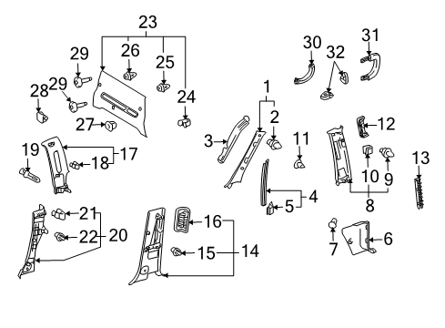 2006 Toyota Tundra Cover, Center Pillar Garnish, LH Diagram for 62422-0C010-E1