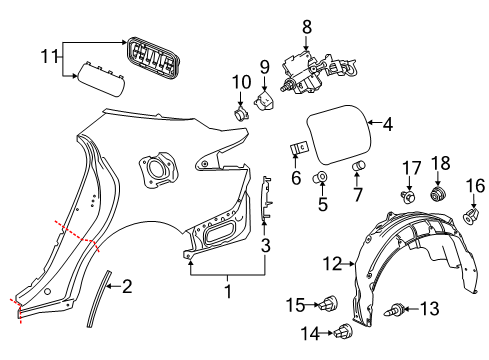 2018 Toyota Camry Protector, Quarter P Diagram for 58748-33090