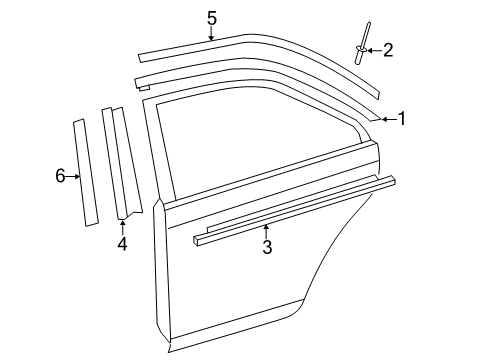 2014 Toyota Camry Exterior Trim - Rear Door Diagram 2 - Thumbnail