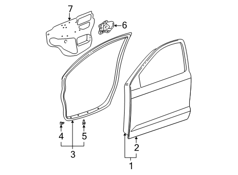 2005 Toyota Corolla Front Door, Body Diagram