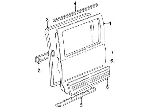 1991 Toyota Previa WEATHERSTRIP, Slide Door RH Diagram for 67871-95D00-13