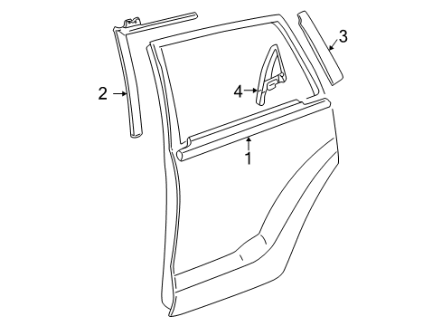 2007 Toyota Matrix Exterior Trim - Rear Door Diagram