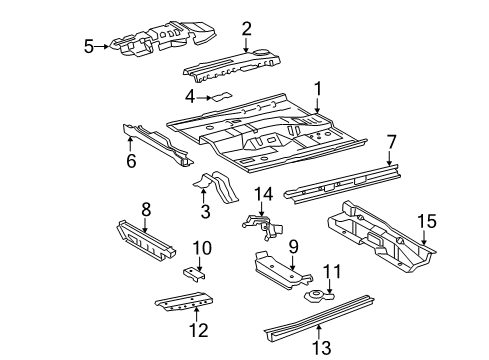 2008 Toyota Camry Member Sub-Assy, Rear Floor Cross Diagram for 57605-33100