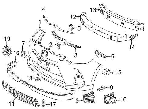 2012 Toyota Prius C Lower Radiator Grille No.1 Diagram for 53112-52370