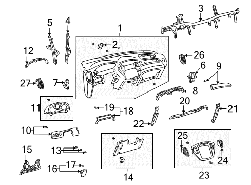 2005 Toyota Highlander Brace Sub-Assembly, Instrument Panel Diagram for 55307-48080