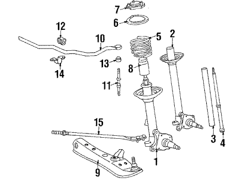 1986 Toyota Celica Front Suspension Components, Lower Control Arm, Stabilizer Bar Diagram