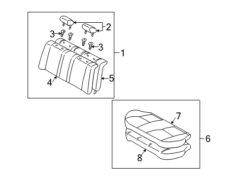 2000 Toyota Corolla Rear Seat Components Diagram 1 - Thumbnail