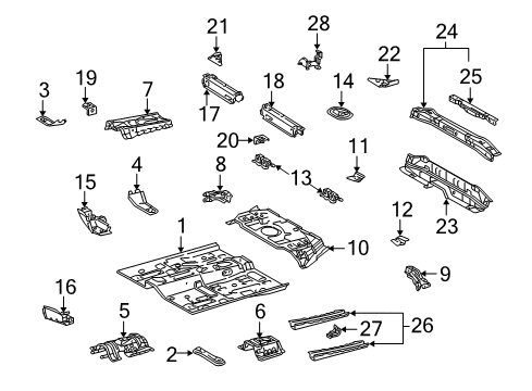 2006 Scion xB Front Crossmember Plate, Passenger Side Diagram for 57475-52010