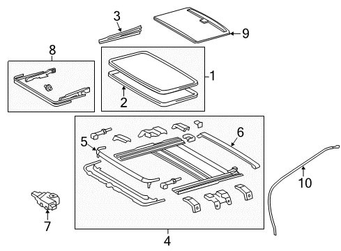 2017 Toyota Avalon Sunroof, Body Diagram