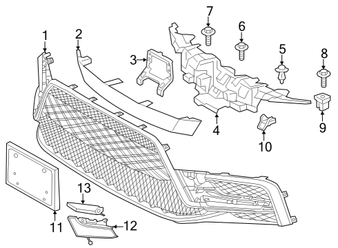 2023 Toyota Corolla GRILLE, RADIATOR, IN Diagram for 53114-02561