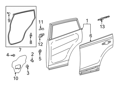 2023 Toyota Corolla Cross WEATHERSTRIP, RR DOO Diagram for 67871-0A050