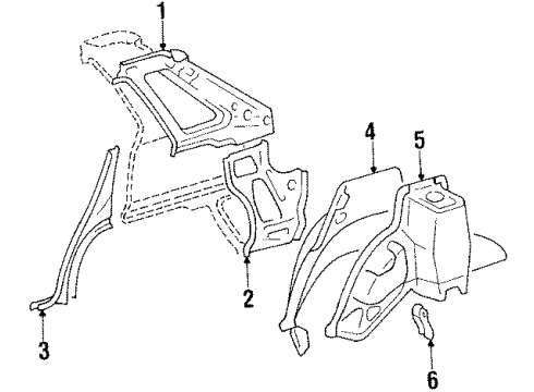 1986 Toyota Tercel Pillar, Quarter Lock, RH Diagram for 61511-16900