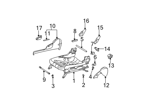 2003 Toyota Camry Cover, Seat Track Bracket, Inner RH Diagram for 72157-AA020-E3