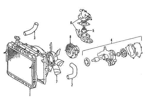 1994 Toyota Pickup Cooling System, Radiator, Water Pump, Cooling Fan Diagram 2 - Thumbnail