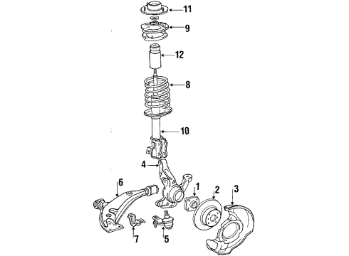 1989 Toyota Tercel Front Suspension Components, Lower Control Arm Diagram 3 - Thumbnail