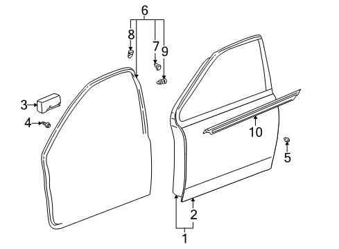 2004 Toyota Echo Front Door, Body Diagram