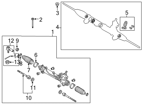 2005 Toyota RAV4 Power Steering Link Assembly Diagram for 44200-42140