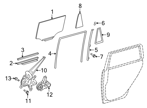 2015 Scion xB Glass, Rear Door Quarter Window, RH Diagram for 68123-12830