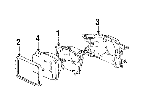 1986 Toyota Corolla Passenger Side Headlamp Housing Sub-Assembly Diagram for 81105-1A200