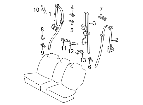 2009 Toyota 4Runner Belt Assy, Rear Seat Inner W/Center, LH Diagram for 73480-35010-B1