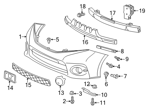 2015 Toyota Sienna Lower Radiator Grille No.1 Diagram for 53112-08020