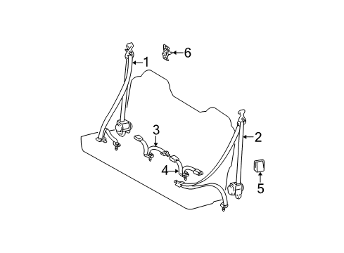 2004 Toyota Tundra Rear Seat Belts Diagram 1 - Thumbnail