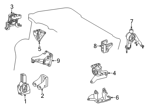 2014 Toyota Corolla Engine & Trans Mounting Diagram