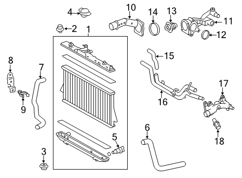 2016 Toyota Highlander Radiator & Components Diagram