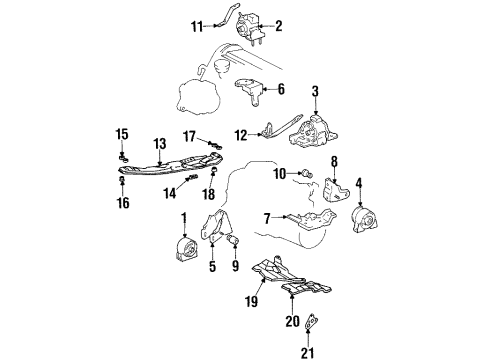 1990 Toyota Camry Stay, Engine Mounting, RH Diagram for 12317-74010