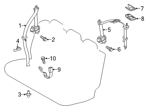 2012 Toyota Prius C Rear Seat Belts Diagram