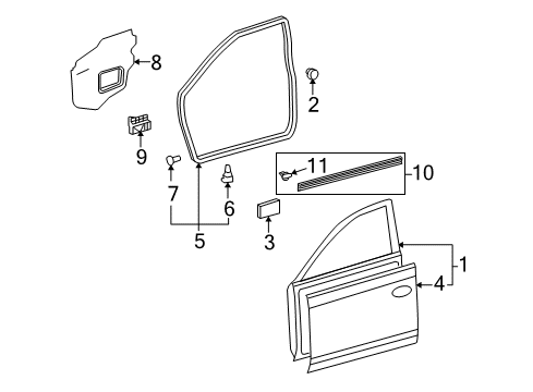 2014 Toyota Venza WEATHERSTRIP, Front Door Diagram for 67861-0T012