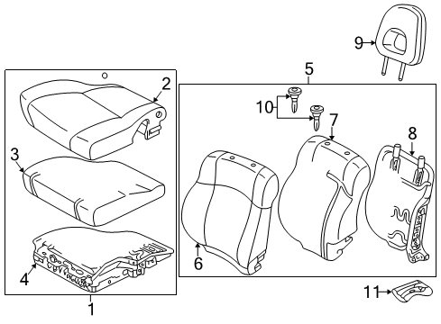 1998 Toyota RAV4 Front Seat Components Diagram