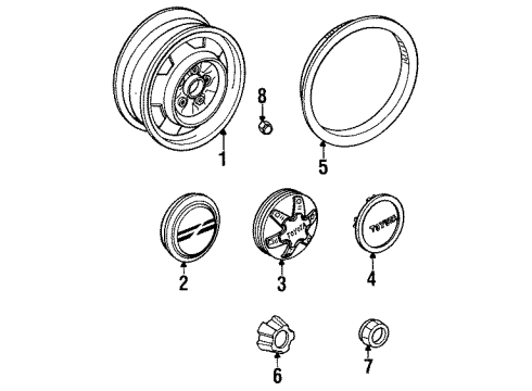 1985 Toyota Pickup Wheels Diagram 1 - Thumbnail