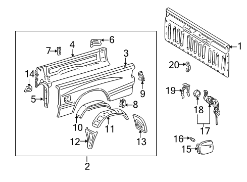 2000 Toyota Tundra Front & Side Panels Diagram 2 - Thumbnail