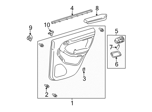 2007 Toyota 4Runner Board Sub-Assy, Rear Door Trim, RH Diagram for 67630-35A00-B2