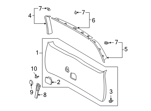 2008 Toyota Sienna Garnish, Back Door, Center Diagram for 67939-AE010-E0