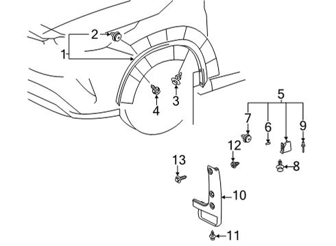 2022 Toyota Highlander Exterior Trim - Fender Diagram