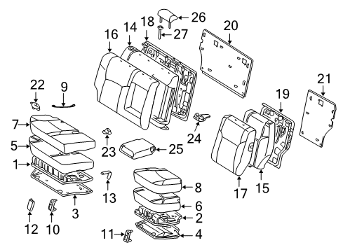 2005 Toyota 4Runner Rear Seat Cushion Cover, Left (For Separate Type) Diagram for 71076-35490-B0